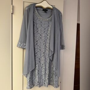 R&M Richards Gray Dress with Sheer Cover
Size 10